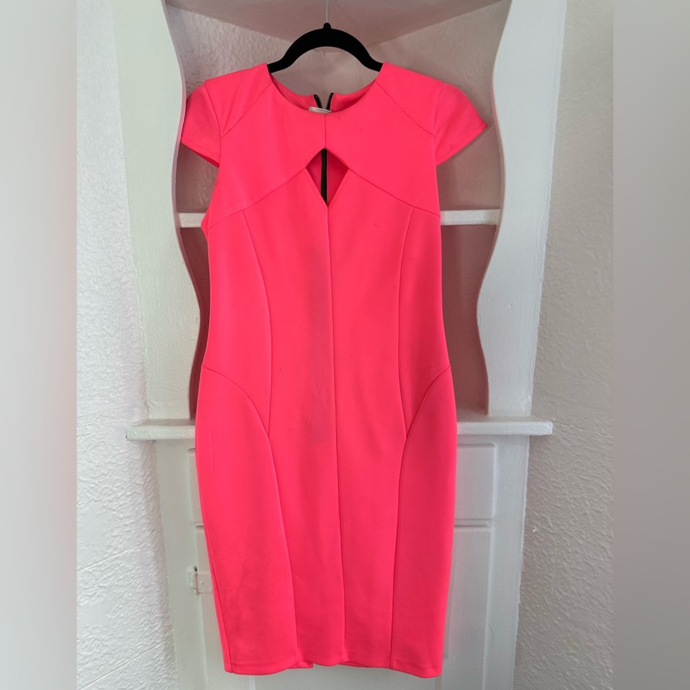 Highlighter Pink River Island fitted dress - size 12